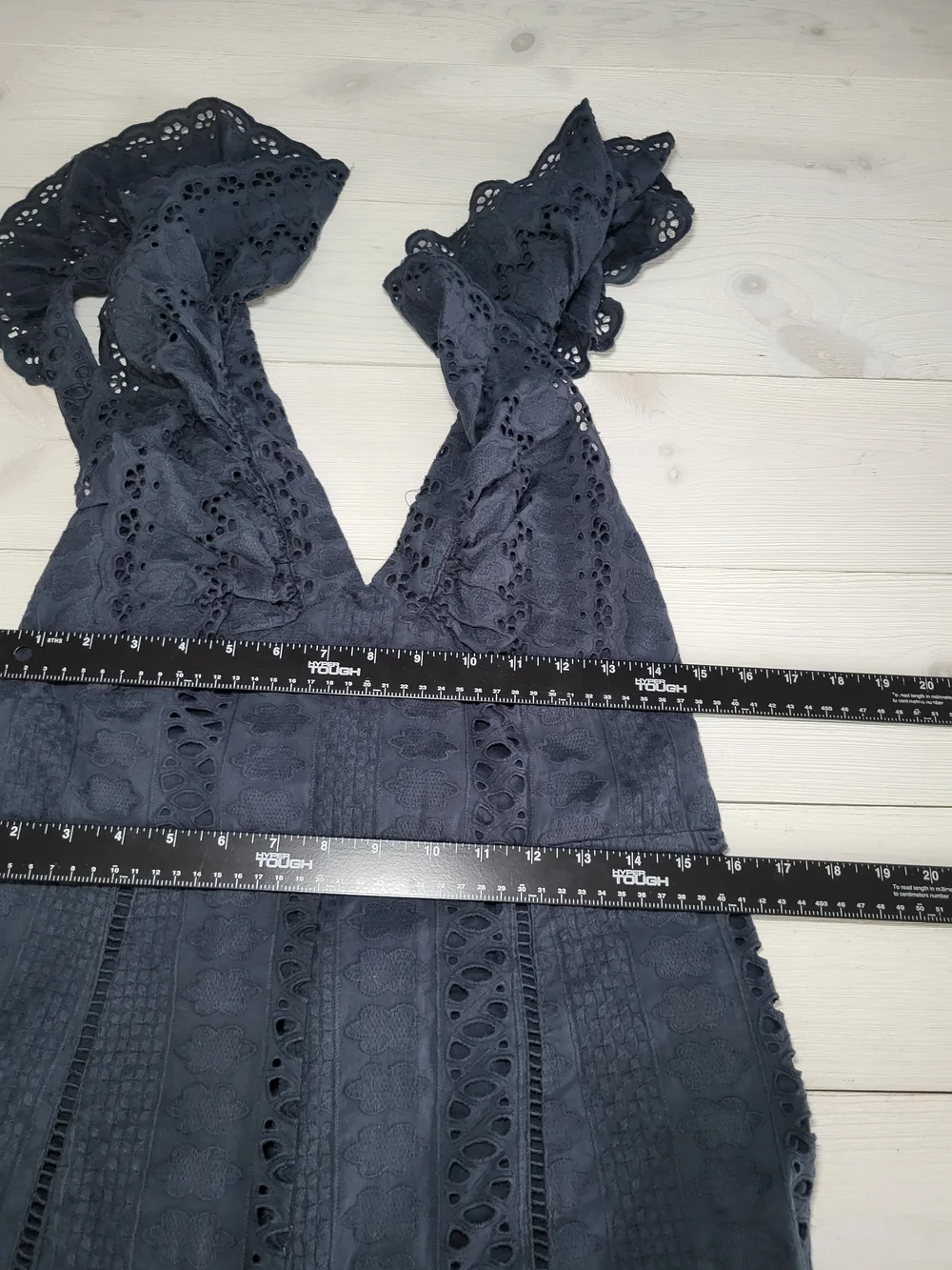 Free People Mikayla Jumpsuit Cotton Ruffle Eyelet Deep V Neck BOHO.